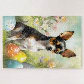 Rat Terrier mit Ostereier Puzzle (Horizontal)