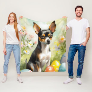 Rat Terrier mit Ostereiern Feiertag Fleecedecke