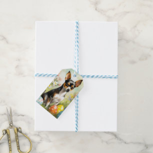 Rat Terrier mit Ostereiern Feiertag Geschenkanhänger