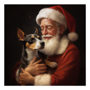 Rat Terrier mit Santa Claus Festive Weihnachten  Poster