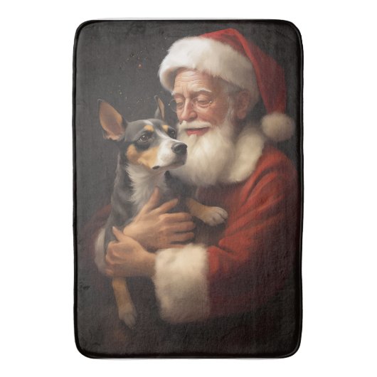 Rat Terrier mit Weihnachtsmann Weihnachten Badematte (Vorderseite Vertikal)