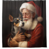 Rat Terrier mit Weihnachtsmann Weihnachten Duschvorhang (Vorderseite)