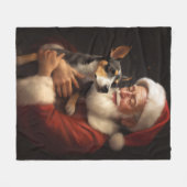 Rat Terrier mit Weihnachtsmann Weihnachten Fleecedecke (Vorderseite (Horizontal))