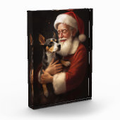 Rat Terrier mit Weihnachtsmann Weihnachten Fotoblock (Links)