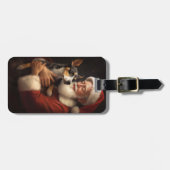 Rat Terrier mit Weihnachtsmann Weihnachten Gepäckanhänger (Vorderseite horizontal)