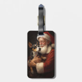 Rat Terrier mit Weihnachtsmann Weihnachten Gepäckanhänger (Rückseite vertikal)