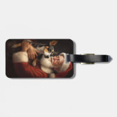 Rat Terrier mit Weihnachtsmann Weihnachten Gepäckanhänger (Rückseite horizontal)