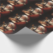 Rat Terrier mit Weihnachtsmann Weihnachten Geschenkpapier (Ecke)