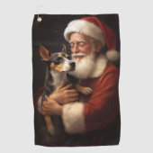 Rat Terrier mit Weihnachtsmann Weihnachten Golfhandtuch (Vorderseite)