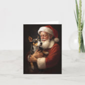 Rat Terrier mit Weihnachtsmann Weihnachten Karte (Vorderseite)