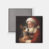 Rat Terrier mit Weihnachtsmann Weihnachten Magnet (Vorderseite/Rückseite)