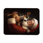 Rat Terrier mit Weihnachtsmann Weihnachten Magnet (Horizontal)