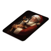 Rat Terrier mit Weihnachtsmann Weihnachten Magnet (Linke Seite)