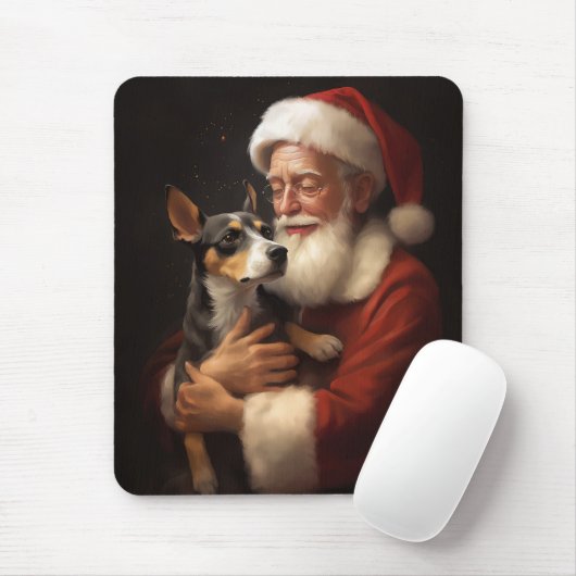 Rat Terrier mit Weihnachtsmann Weihnachten Mousepad (Mit Mouse)