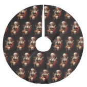 Rat Terrier mit Weihnachtsmann Weihnachten Polyester Weihnachtsbaumdecke (Vorderseite)