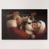 Rat Terrier mit Weihnachtsmann Weihnachten Puzzle (Horizontal)