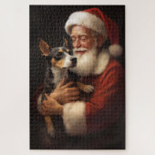 Rat Terrier mit Weihnachtsmann Weihnachten Puzzle (Vertikal)