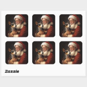 Rat Terrier mit Weihnachtsmann Weihnachten Quadratischer Aufkleber (Blatt)