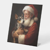 Rat Terrier mit Weihnachtsmann Weihnachten Sockelschild (Vorderseite)