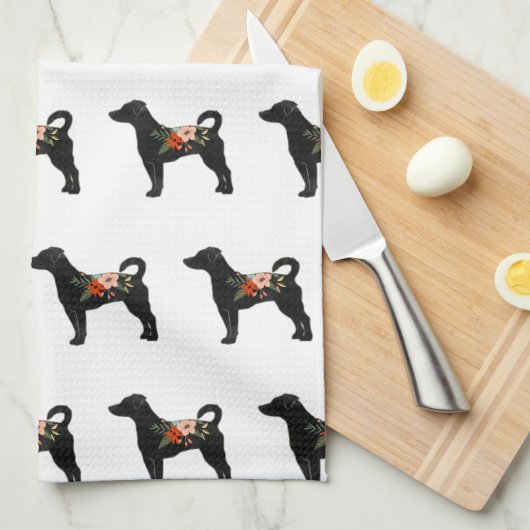 Rat Terrier NN Dog Boho Silhouette Geschirrtuch (Viertel Falte)