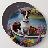 Rat Terrier on a Paddle: Ein Landschaftliches Aben Button (Vorne & Hinten)
