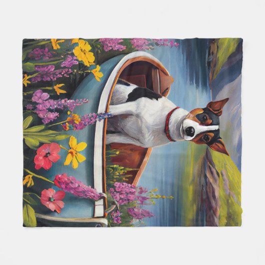 Rat Terrier on a Paddle: Ein Landschaftliches Aben Fleecedecke (Vorderseite (Horizontal))
