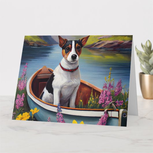 Rat Terrier on a Paddle: Ein Landschaftliches Aben Karte (Kleine Pflanze)
