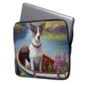 Rat Terrier on a Paddle: Ein Landschaftliches Aben Laptopschutzhülle (Vorderseite Links)