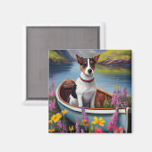 Rat Terrier on a Paddle: Ein Landschaftliches Aben Magnet (Vorderseite/Rückseite)