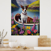 Rat Terrier on a Paddle: Ein Landschaftliches Aben Poster (Küche)