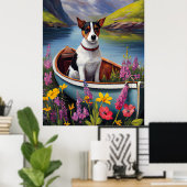 Rat Terrier on a Paddle: Ein Landschaftliches Aben Poster (Heimbüro)