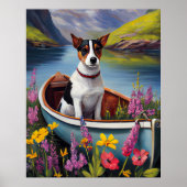 Rat Terrier on a Paddle: Ein Landschaftliches Aben Poster (Vorne)
