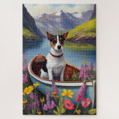 Rat Terrier on a Paddle: Ein Landschaftliches Aben Puzzle (Vertikal)