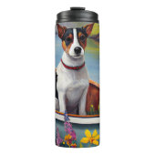 Rat Terrier on a Paddle: Ein Landschaftliches Aben Thermosbecher (Vorderseite)