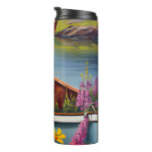 Rat Terrier on a Paddle: Ein Landschaftliches Aben Thermosbecher (Nach rechts gedreht)