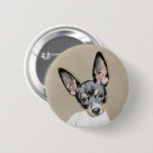 Rat Terrier Painting - Niedliche Original Dog Art Button (Vorne & Hinten)