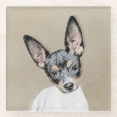 Rat Terrier Painting - Niedliche Original Dog Art Glasuntersetzer (Vorderseite)