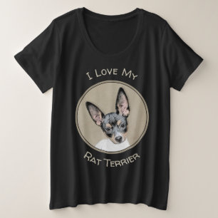 Rat Terrier Painting - Niedliche Original Dog Art Große Größe T-Shirt