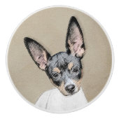Rat Terrier Painting - Niedliche Original Dog Art Keramikknauf (Vorderseite)