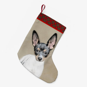 Rat Terrier Painting - Niedliche Original Dog Art Kleiner Weihnachtsstrumpf
