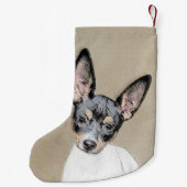 Rat Terrier Painting - Niedliche Original Dog Art Kleiner Weihnachtsstrumpf (Rückseite)