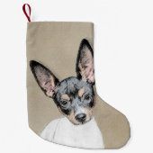 Rat Terrier Painting - Niedliche Original Dog Art Kleiner Weihnachtsstrumpf (Vorderseite)
