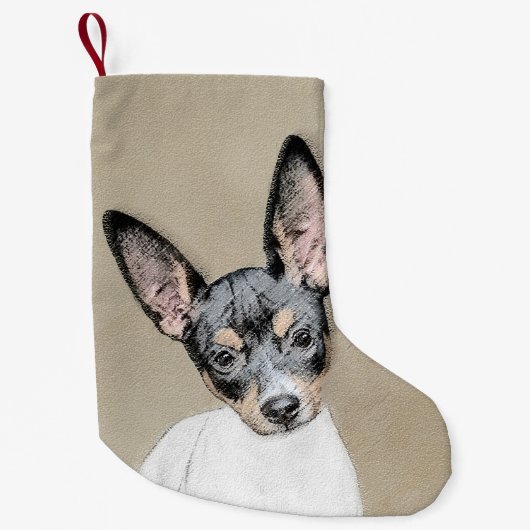 Rat Terrier Painting - Niedliche Original Dog Art Kleiner Weihnachtsstrumpf (Vorderseite)