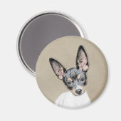 Rat Terrier Painting - Niedliche Original Dog Art Magnet (Vorderseite/Rückseite)