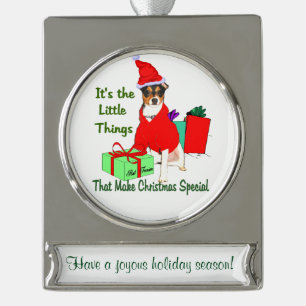 Rat Terrier Personalisiert Weihnachten Banner-Ornament Silber