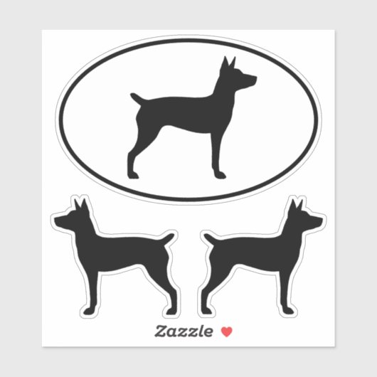 Rat Terrier Pet Hund Silhouetten Vinyl Sticker Set (Blatt)