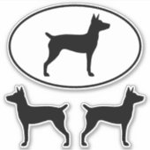 Rat Terrier Pet Hund Silhouetten Vinyl Sticker Set (Vorderseite)