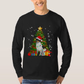 Rat Terrier Santa Christmas Tree Light Pajama Dog T-Shirt (Vorderseite)