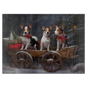 Rat Terrier Schnees Schlitten Weihnachtsdekoration Schneidebrett