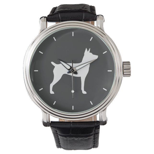 Rat Terrier Silhouette Armbanduhr (Vorderseite)